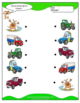 Simetrisi ile Eşleştir Çalışma Sayfaları